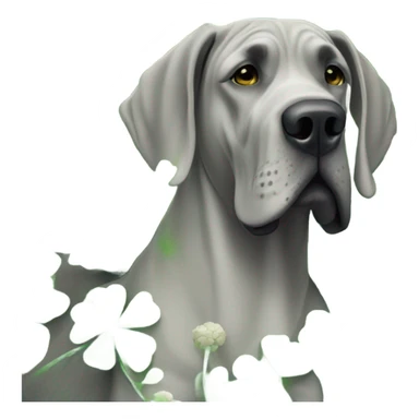 Grey great dane with clover sticker