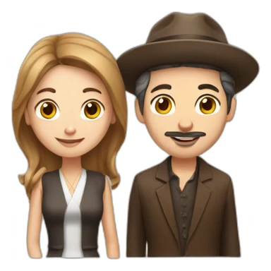 Jewish man and Chinese lady with brown Staffordshire terrier sticker