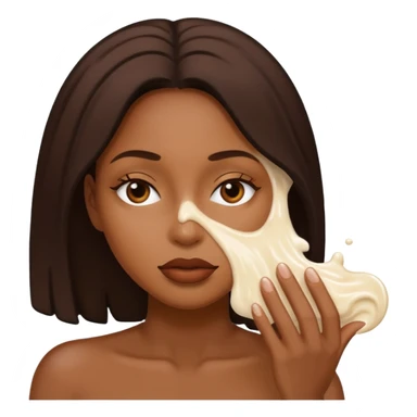Black woman with thick white liquid all over her face  sticker