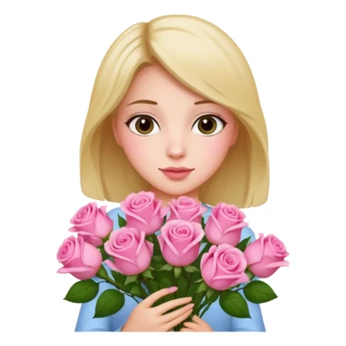 girl with a bouquet of pink roses  sticker