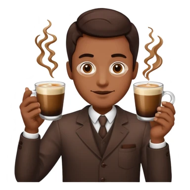 a man with two glasses of coffee sticker