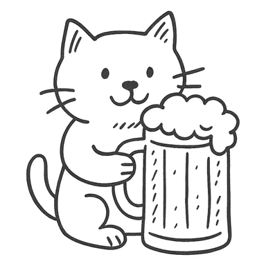 cat holding a giant beer mug sticker