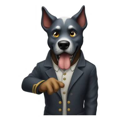 An evil dogman saluting sticker