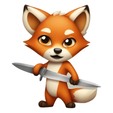 Cute fox with a knife sticker