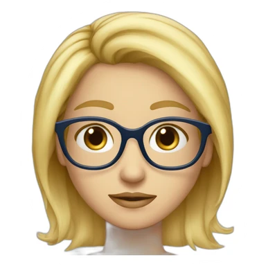 Blonde cheveux raides yeux bleus lunettes sticker