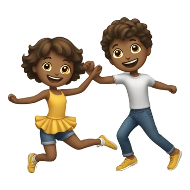 Happy boy and a girl dancing together  sticker