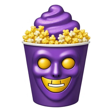 Glitter purple and yellow popcorn with ghostface mask in packaging sticker