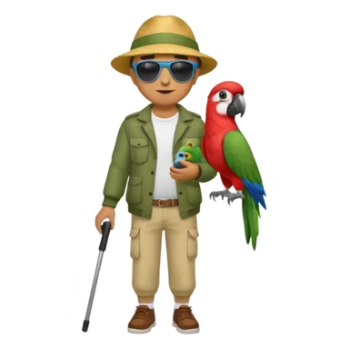 Walker + parrot on shoulder, Pet Walkers. Full body sticker