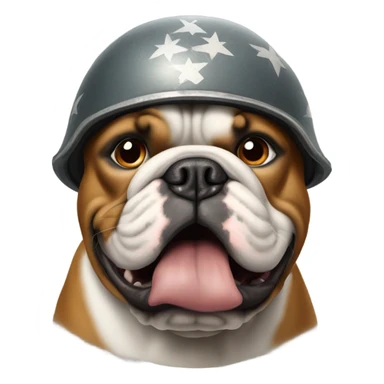 Bulldog wearing ww2 ears helmet sticker