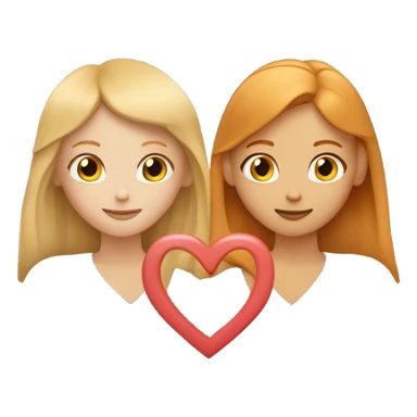Blonde girl and ginger girl in a love heart sticker