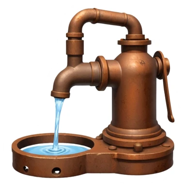 Ghibli style water pump with water pouring out of it sticker