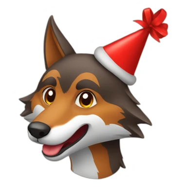 smiling red wolf birthday hat sticker