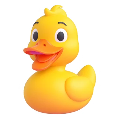 smiling duck, 3D emoji style, bright yellow sticker