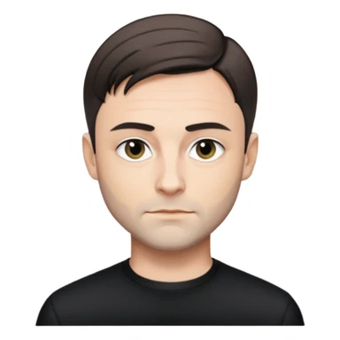 Oliver Riedel, reserved look, short hair, black clothing sticker