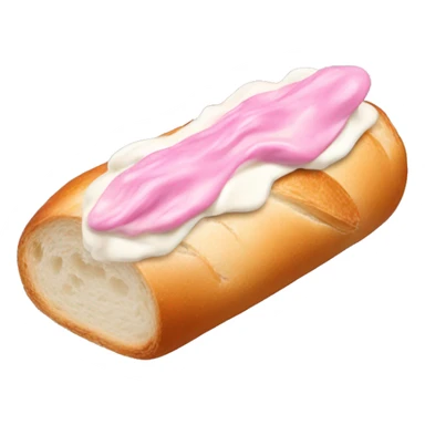 baguette lathered in pink cream cheese sticker