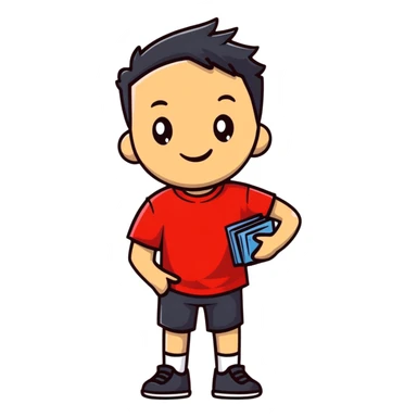 Meno character wearing a red t-shirt sticker
