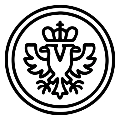 imperial coin icon with crown or eagle motif, clean lines sticker