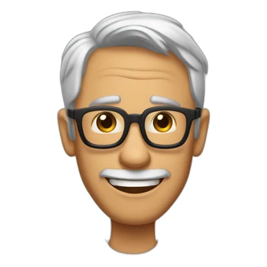 Imagen al estilo Disney Pixar de hombre de 55 años, pelo  canoso, gafas, sin afeitar y complexión fuerte sticker