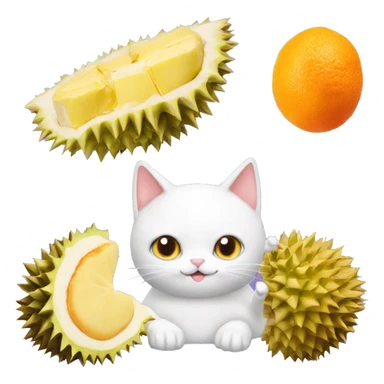 a durian cake with one orange cat one white cat on it sticker