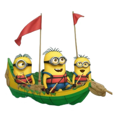 Minions on dragon boat  sticker