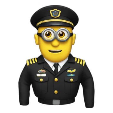 Minion in black pilots uniform sticker