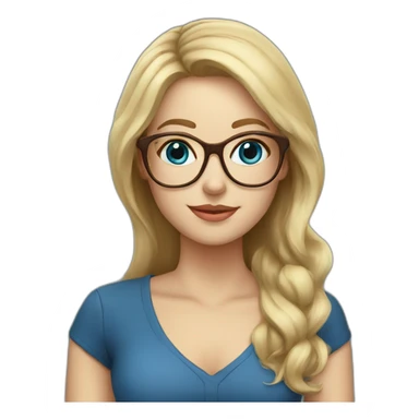Woman teacher blonde long hair brown glasses blue eyes with book sticker