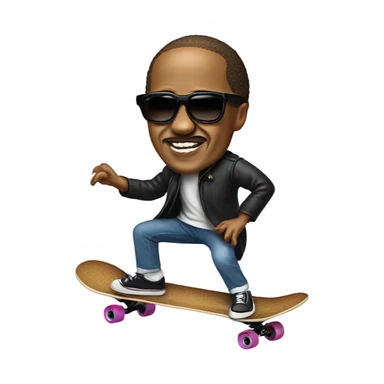 Stevie wonder on a skateboard sticker