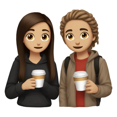 2 bffs both brunette one emo aesthetic one beige aesthetic  que estén viendo películas una de pelo rojo castaño y otra de pelo café oscuro  sticker