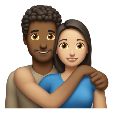 White man blues eyes an  hispanic woman hug each other sticker