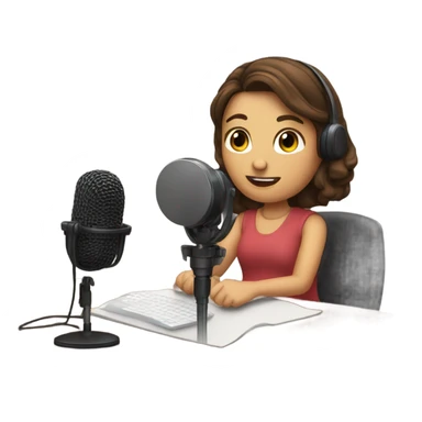 girl with Brown  hair records a podcast sticker