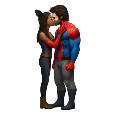 Wolverine kissing spiderman  sticker