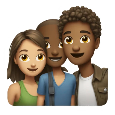 two girls boys smiling in selfie sticker