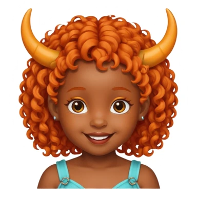 black baby girl with horns and orange hair sticker