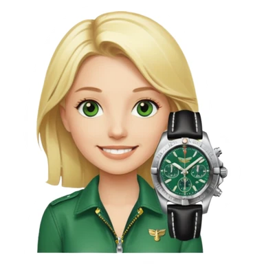 Breitling green faced watch on blonde girl wrist sticker