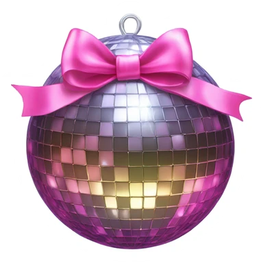 Disco ball with pink bow on top sticker