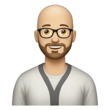 30 year old white bald man with a beard and round black glasses sticker