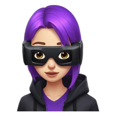 Russian student wearing black hoody with violet letters "OMG", in vr headset. Cyberpunk style. Violet neon. sticker