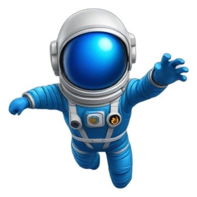 blue spaceman in a blue suit flying sticker