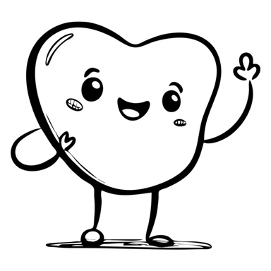 A playful mascot of heart-shaped butt cheeks shown upside down, with cute face, arms and legs. Hand-drawn outline style. sticker