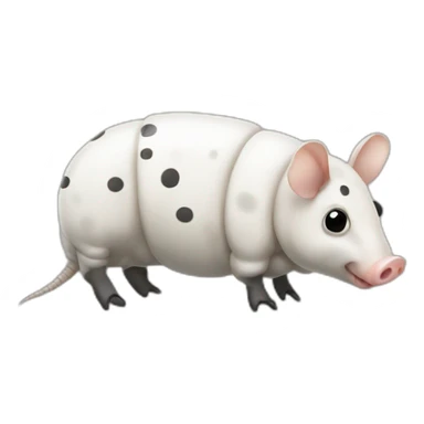 White pig armadillo cow centipede insect with black spots sticker