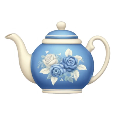 Vintage floral blue teapot with bows sticker