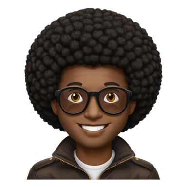a black guy with shades and an afro sticker