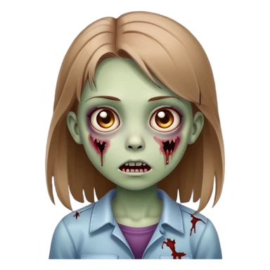 cute girl zombie with long light brown straight hair sticker