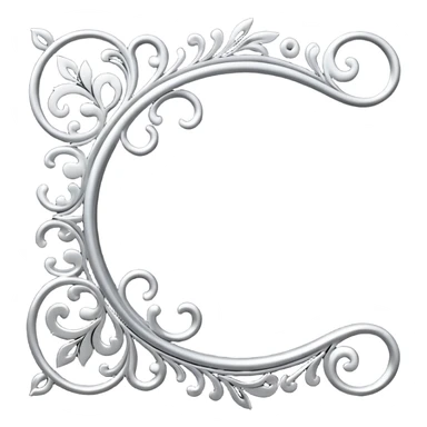 Black and silver filigree page divider, 3D, extremely detailed design sticker