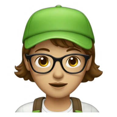Girl with green cap brown hair and glasses sticker