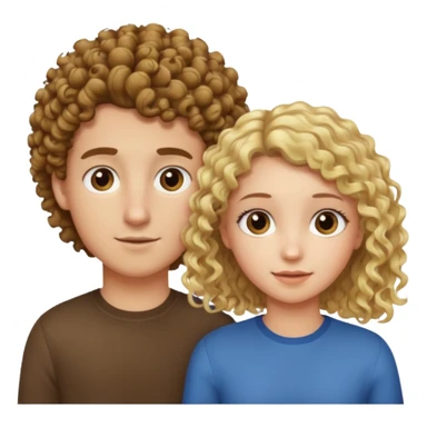 Băiat creț brunet și fata părul foarte drept și blond sticker