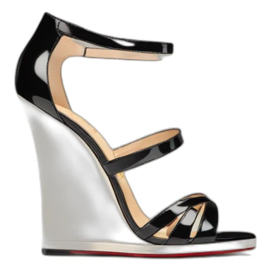 One WEDGE heel LOUBOUTIN black leather PATENT sticker