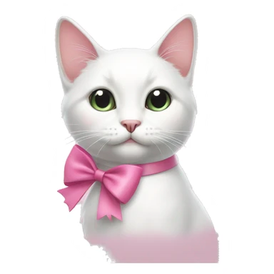 white cat with a pink bow  sticker