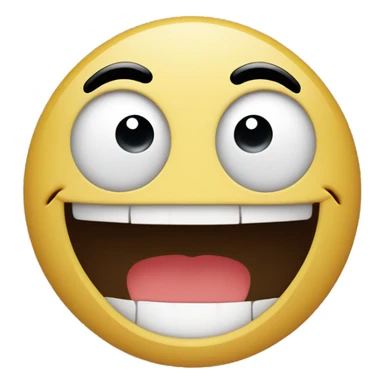 Smiley face with wide eyes looking left and a straight mouth sticker