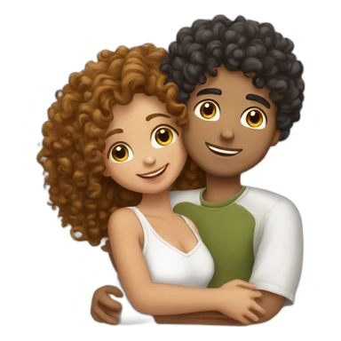 middle eastern curly boy hugging american curly girl sticker